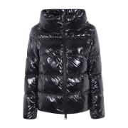 Zwarte Gloss Down Jacket Cape Herno , Black , Dames