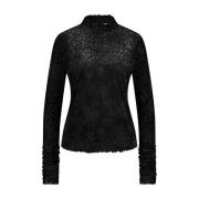 Panter Lange Mouw Top Nukus , Black , Dames