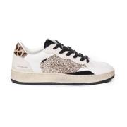 Dierenprint Leren Sneakers Wit Beige Crime London , White , Dames