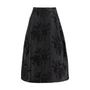 Elegante Midi Flared Jacquard Rok Fabiana Filippi , Black , Dames