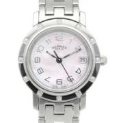 Pre-owned Stainless Steel watches Hermès Vintage , White , Dames