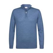 Half Zip Blauwe Pullover Sweater Profuomo , Blue , Heren