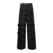 Gestreepte wollen Melton broek Sacai , Black , Dames