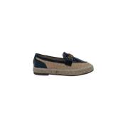 Raffia Espadrilles met Krokodileffect en Gouden Logo Gaëlle Paris , Bl...