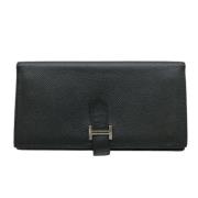 Pre-owned Leather wallets Hermès Vintage , Black , Dames