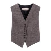 Wolmix V-hals Mouwloos Vest Róhe , Gray , Dames