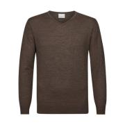 V-Neck Dark Brown Pullover Sweater Profuomo , Brown , Heren