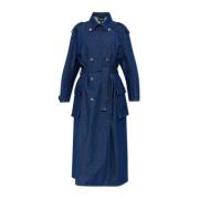 Denim Trench Coat Emporio Armani , Blue , Dames