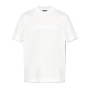 T-shirt met fluwelen afwerking logo Emporio Armani , White , Heren