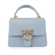 Leren handtas met Love Birds gesp Pinko , Blue , Dames