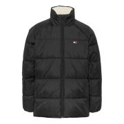 Zwarte gewatteerde jas met capuchon Tommy Hilfiger , Black , Heren