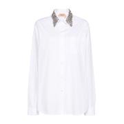 Witte Katoenen Shirt met Kristalversiering N21 , White , Dames