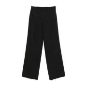 Zwarte Rechte Pijp Broek Met Paillet Streep Twinset , Black , Dames