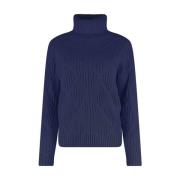 Cable Knit Turtle Neck Pullover Bloomings , Blue , Dames