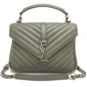 Pre-owned Leather handbags Yves Saint Laurent Vintage , Gray , Dames