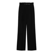 Hoge taille wollen broek Zwart Max Mara Studio , Black , Dames