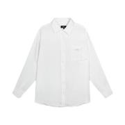 Glanzende Gekreukelde Damesgeweven Blouse Alix The Label , White , Dam...