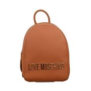 Bruine Lettertype Rugzak met Ritssluiting Love Moschino , Brown , Dame...