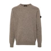 Gebreide Taupe Sweater met Logopatch Peuterey , Beige , Heren