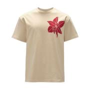 Bloemen Beige Biologisch Katoenen T-shirt JW Anderson , Beige , Heren