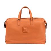 Holdall tas van generfd kalfsleer Testoni , Orange , Unisex