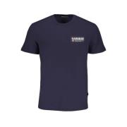 Blauw Katoen Logo Print T-Shirt Napapijri , Blue , Heren