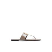 Georgia flip-flops in leer Tory Burch , Beige , Dames