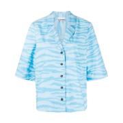 Katoenen shirt met print Ganni , Blue , Dames