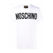 Logo-print Wit T-shirt en Polo Moschino , White , Heren