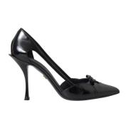 Zwarte Leren Puntige Hakken Pumps Dolce & Gabbana , Black , Dames