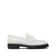 Leren Instap Flats met Double T Tory Burch , White , Dames