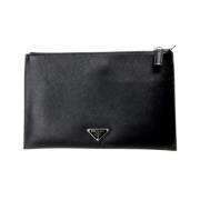 Pre-owned Leather clutches Prada Vintage , Black , Heren