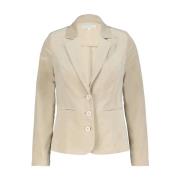 Velvet Blazer Babs Red Button , Beige , Dames