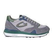 Suede en Nylon Sneaker Grijs Groen Blauw Mannen Alberto Guardiani , Gr...