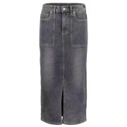 Utility Grijs Denim Rok Srb4397 Red Button , Gray , Dames