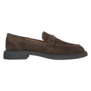 Bruine Penny Loafers Premium Velours Estro , Brown , Dames