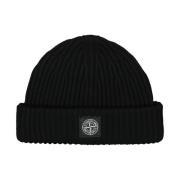 Zwarte Beanie Muts Wintermode Stone Island , Black , Heren