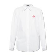 Shirt met bedrukt logo Balmain , White , Heren