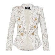 Satin blazer met print Balmain , Gray , Dames