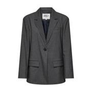 Elegante Pinstripe Blazer met Split Only , Gray , Dames