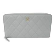 Pre-owned Leather wallets Chanel Vintage , Gray , Dames