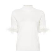 Veren Detail Mock Hals Sweaters Twinset , White , Dames