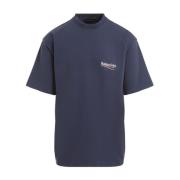 Blauw Wit Grote Pasvorm Tshirt Balenciaga , Blue , Heren