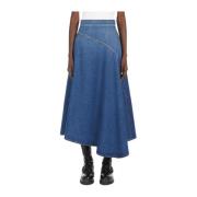 Blauwe Denim Uitlopende Rok Max Mara Weekend , Blue , Dames