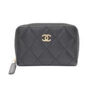 Pre-owned Leather wallets Chanel Vintage , Black , Dames