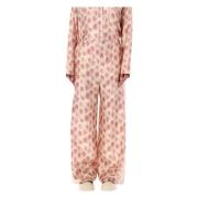 Zijden Pyjamabroek met Roze Print Marni , Pink , Dames