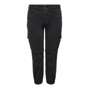 Cargo broek in gewassen zwart Only Carmakoma , Black , Dames