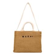 Raffia Tote Tas Ruwe Sienna/Natuurlijk Marni , Beige , Dames