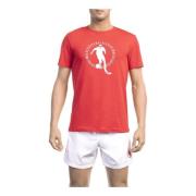 Opvallende Logo Detail Front Print T-shirt Bikkembergs , Red , Heren