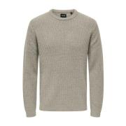 Crew Knit Sweater Silver Lining Beige Only & Sons , Beige , Heren